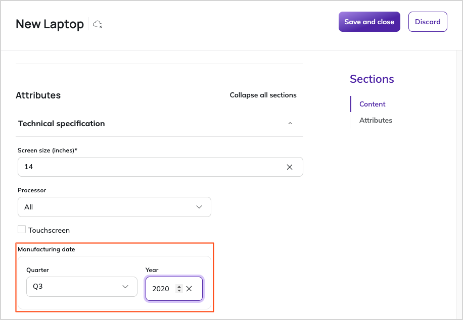 Creating a product using a date and time attribute with "trimester" accuracy level Creating a product using a date and time attribute with "trimester" accuracy level